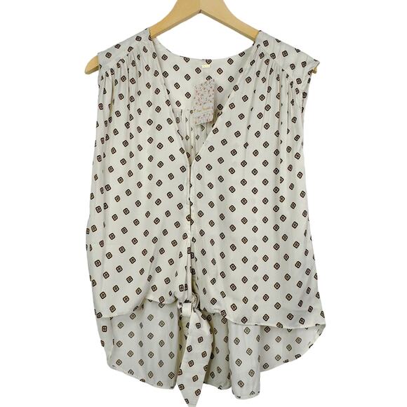 Free People Mornings in Marrakesh Tie Sleeveless Blouse SIze L NWT - Picture 4 of 9